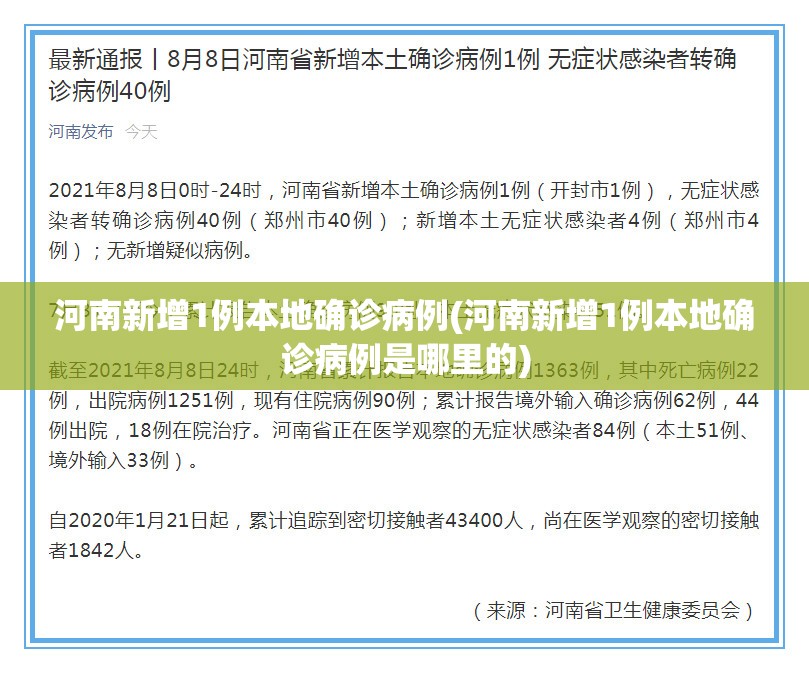河南新增1例本地确诊病例(河南新增1例本地确诊病例是哪里的)
