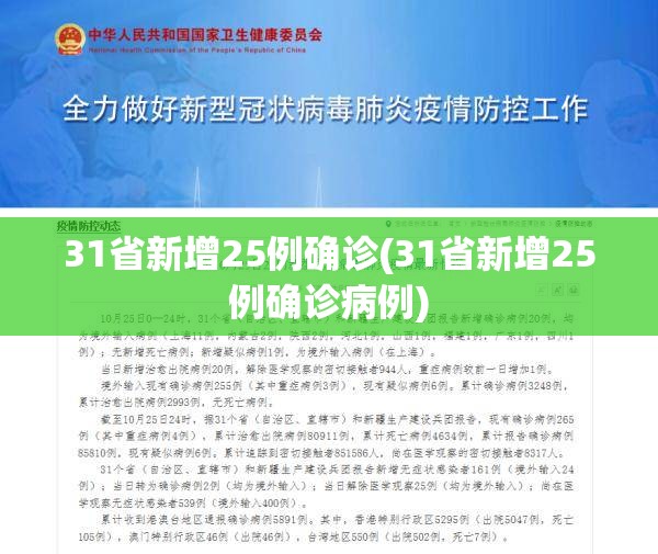 31省新增25例确诊(31省新增25例确诊病例)