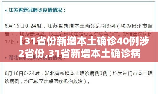 【31省份新增本土确诊40例涉2省份,31省新增本土确诊病例40例】