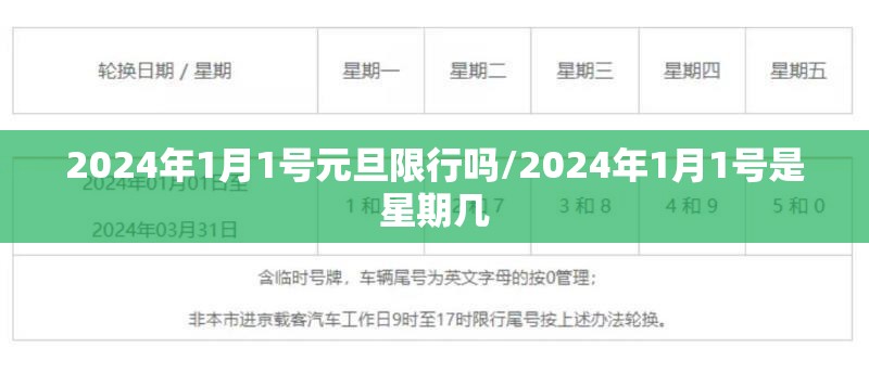 2024年1月1号元旦限行吗/2024年1月1号是星期几 2024年1月1号元旦限行吗/2024年1月1号是星期几
