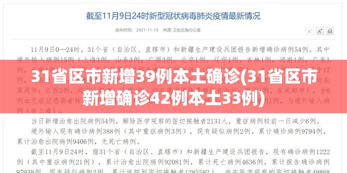 31省区市新增39例本土确诊(31省区市新增确诊42例本土33例) 31省区市新增39例本土确诊(31省区市新增确诊42例本土33例)