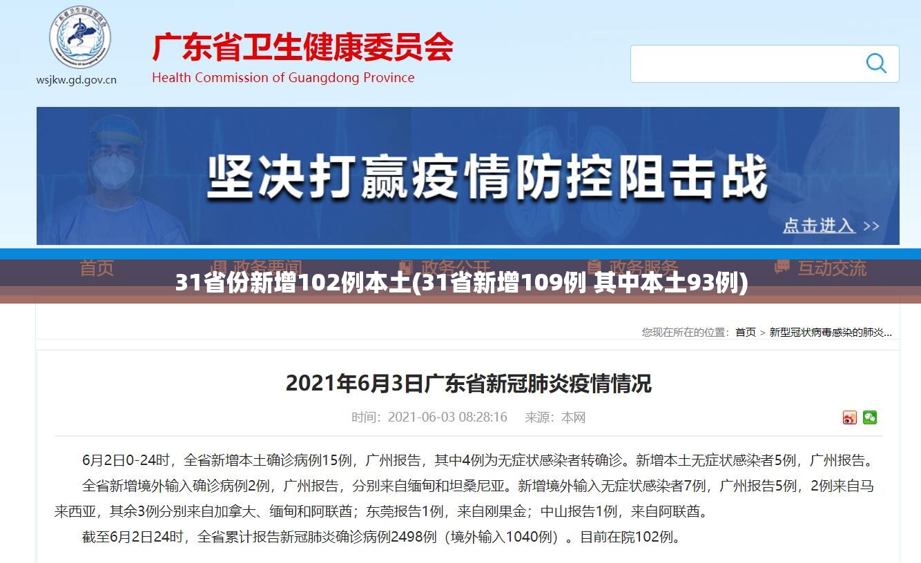 31省份新增102例本土(31省新增109例 其中本土93例) 31省份新增102例本土(31省新增109例 其中本土93例)