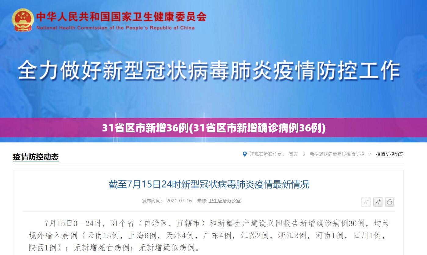 31省区市新增36例(31省区市新增确诊病例36例) 31省区市新增36例(31省区市新增确诊病例36例)