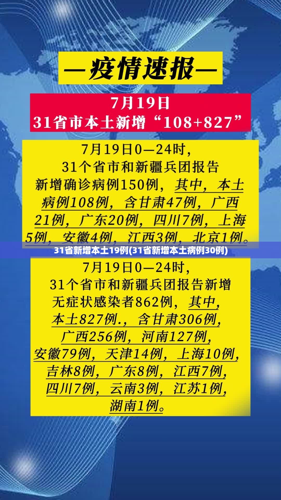 31省新增本土19例(31省新增本土病例30例) 31省新增本土19例(31省新增本土病例30例)