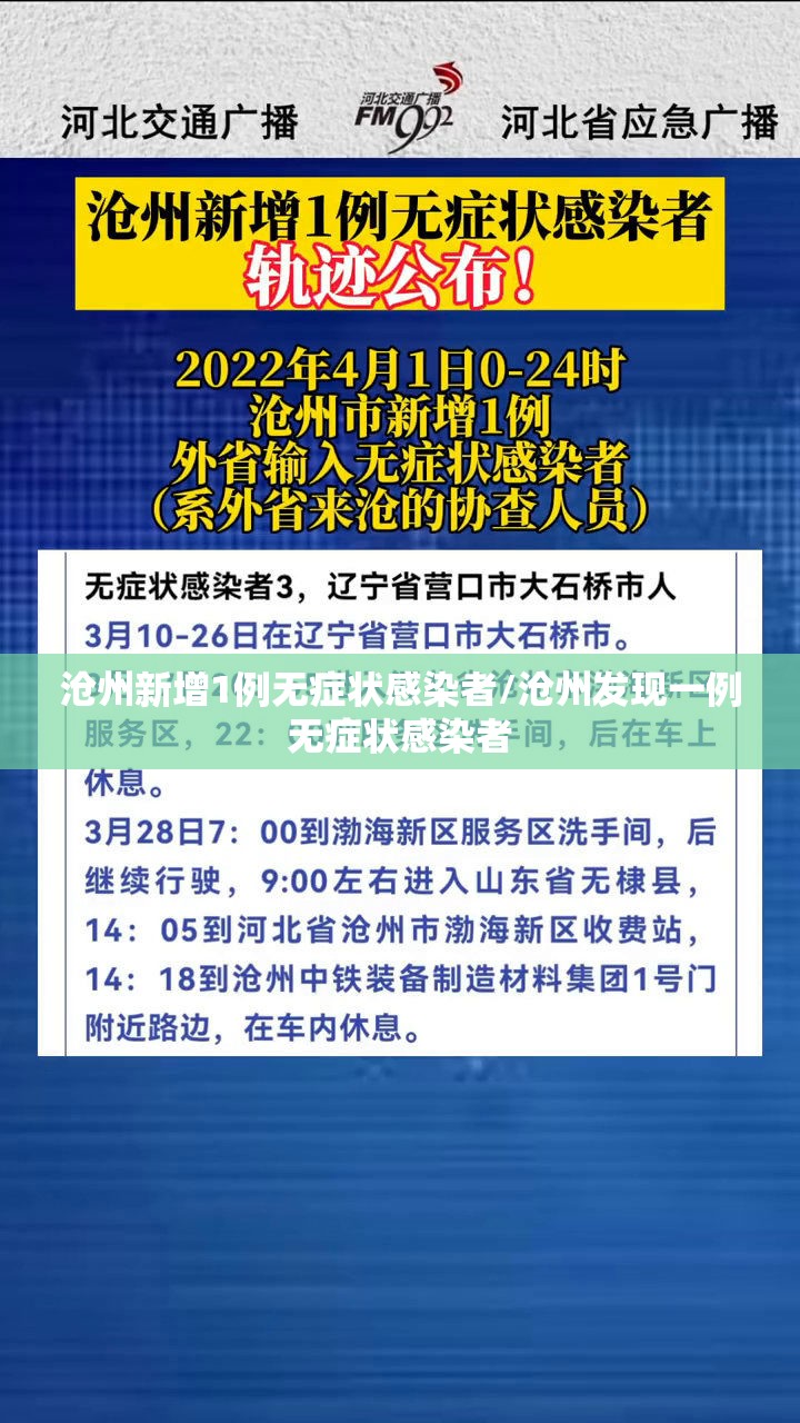 沧州新增1例无症状感染者/沧州发现一例无症状感染者 沧州新增1例无症状感染者/沧州发现一例无症状感染者