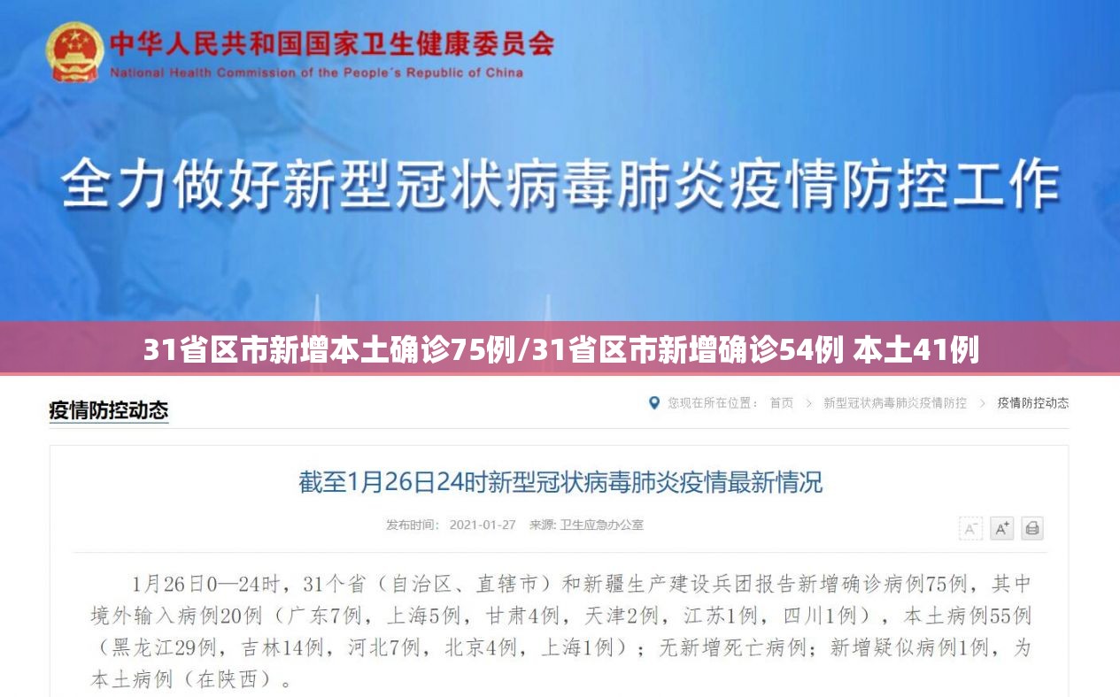 31省区市新增本土确诊75例/31省区市新增确诊54例 本土41例