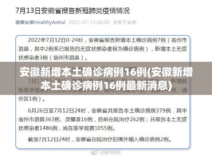 安徽新增本土确诊病例16例(安徽新增本土确诊病例16例最新消息)