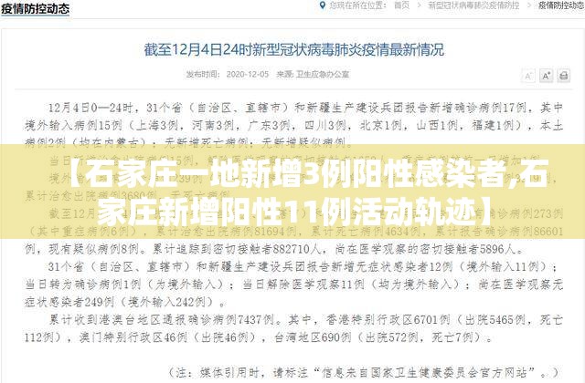 【石家庄一地新增3例阳性感染者,石家庄新增阳性11例活动轨迹】