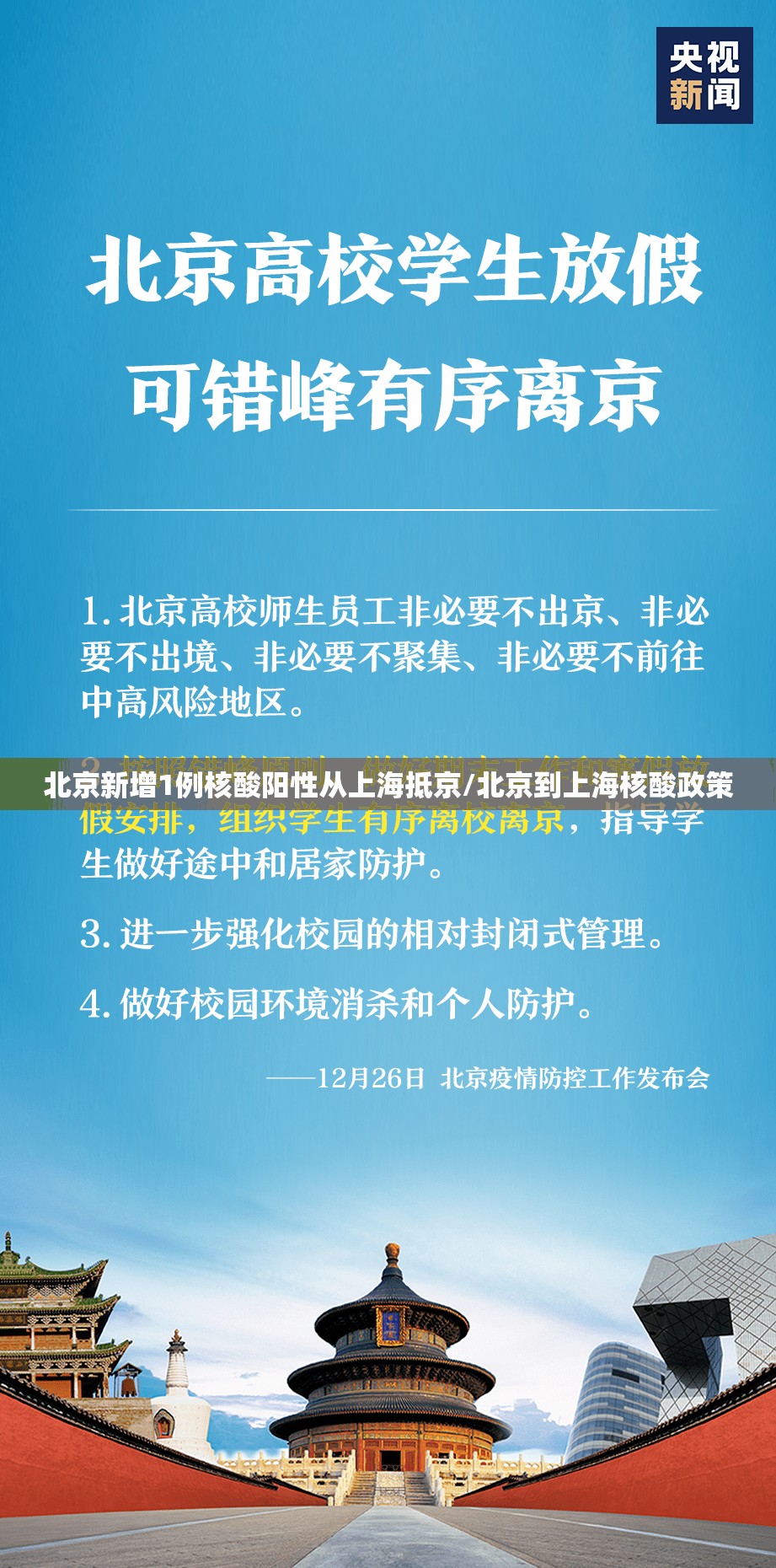 北京新增1例核酸阳性从上海抵京/北京到上海核酸政策
