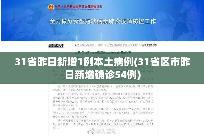31省昨日新增1例本土病例(31省区市昨日新增确诊54例) 31省昨日新增1例本土病例(31省区市昨日新增确诊54例)