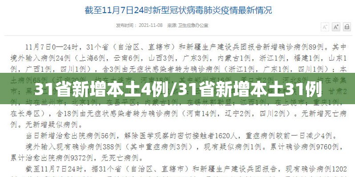 31省新增本土4例/31省新增本土31例