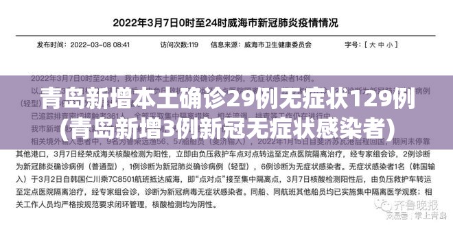 青岛新增本土确诊29例无症状129例(青岛新增3例新冠无症状感染者) 青岛新增本土确诊29例无症状129例(青岛新增3例新冠无症状感染者)
