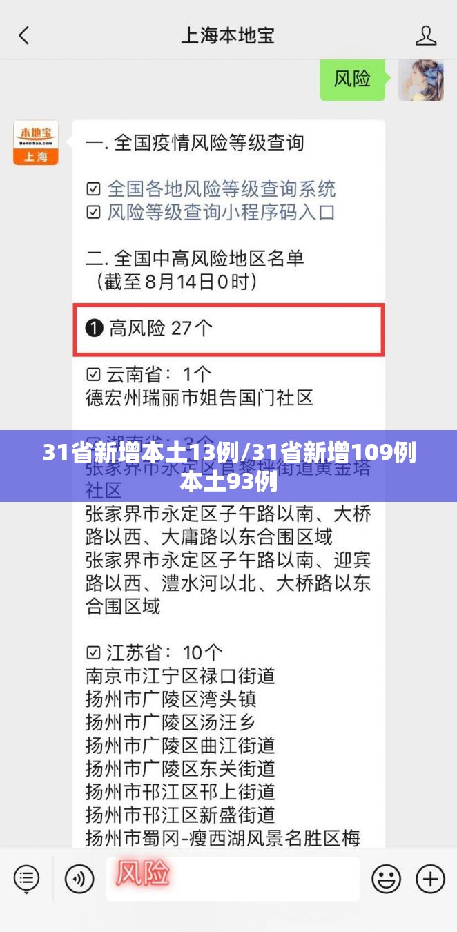 31省新增本土13例/31省新增109例本土93例 31省新增本土13例/31省新增109例本土93例