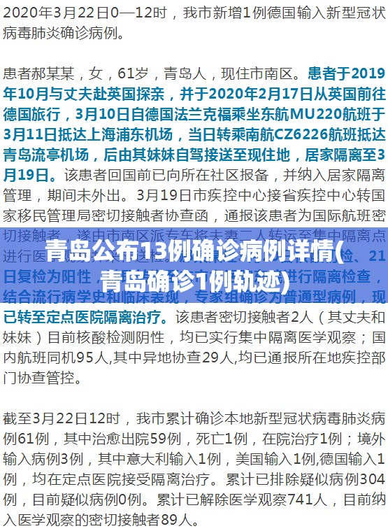 青岛公布13例确诊病例详情(青岛确诊1例轨迹) 青岛公布13例确诊病例详情(青岛确诊1例轨迹)