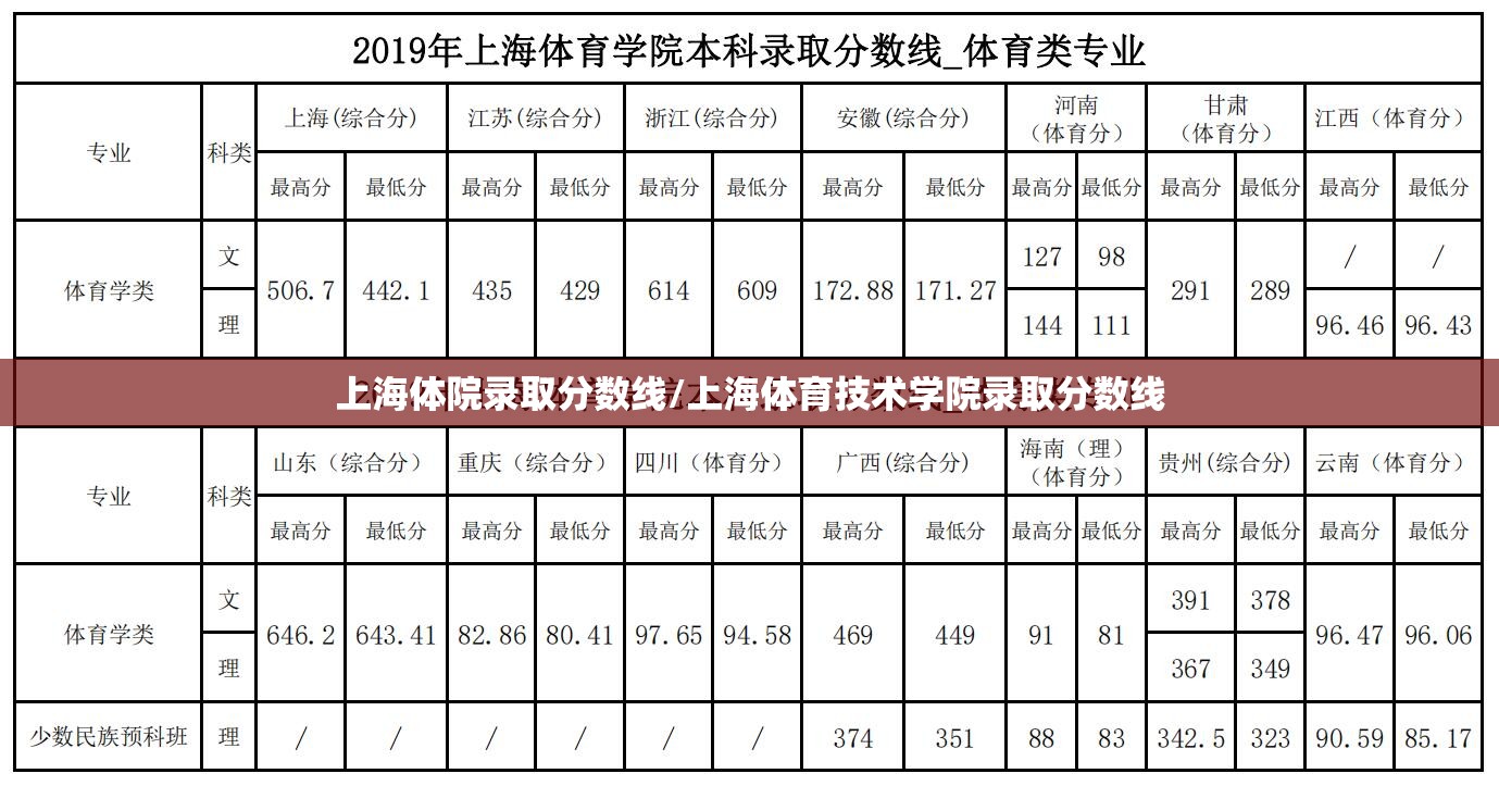 上海体院录取分数线/上海体育技术学院录取分数线