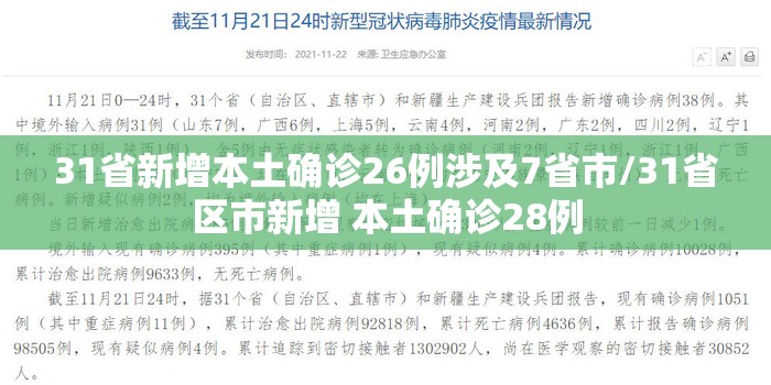 31省新增本土确诊26例涉及7省市/31省区市新增 本土确诊28例 31省新增本土确诊26例涉及7省市/31省区市新增 本土确诊28例