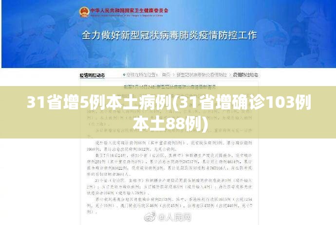 31省增5例本土病例(31省增确诊103例 本土88例)
