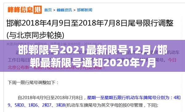 邯郸限号2021最新限号12月/邯郸最新限号通知2020年7月