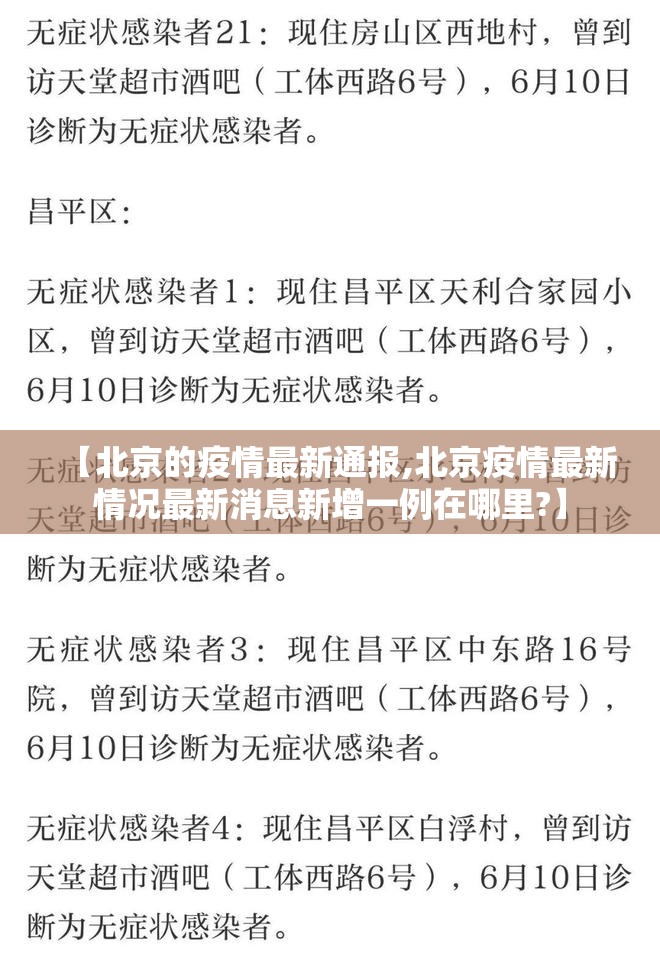 【北京的疫情最新通报,北京疫情最新情况最新消息新增一例在哪里?】