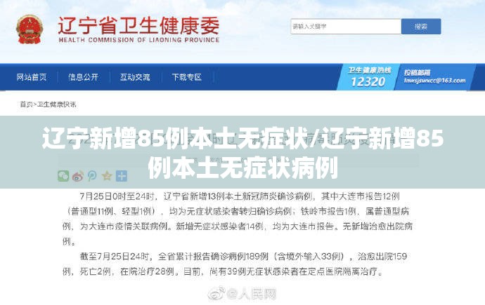 辽宁新增85例本土无症状/辽宁新增85例本土无症状病例