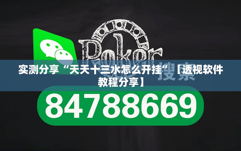 实测分享“天天十三水怎么开挂”【透视软件教程分享】