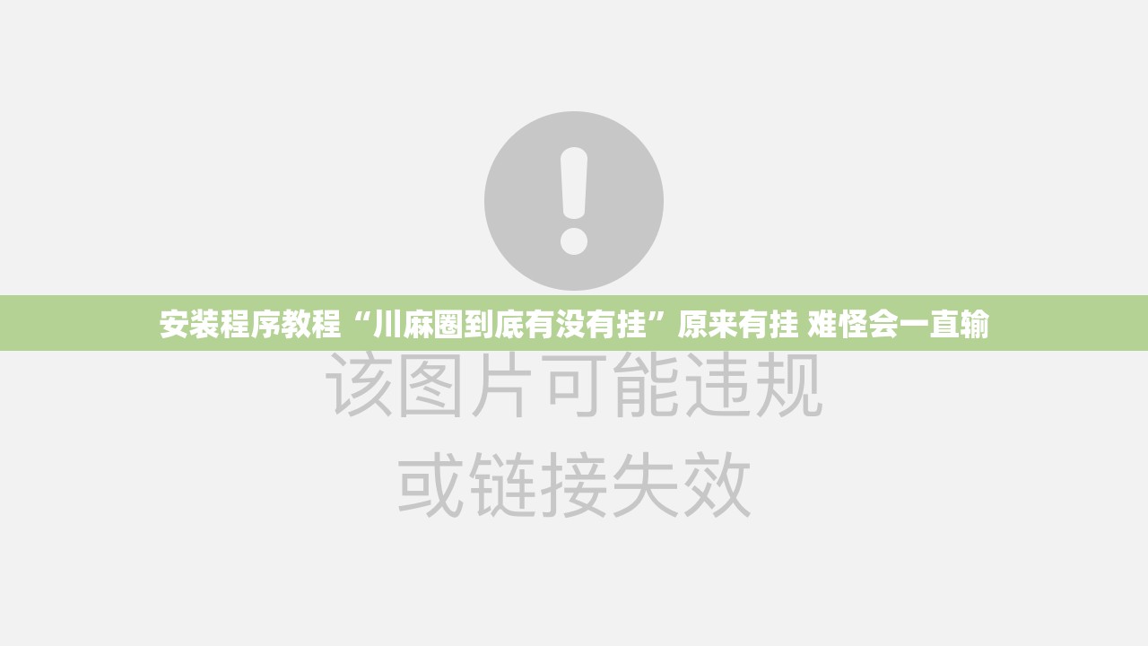 安装程序教程“川麻圈到底有没有挂	”原来有挂 难怪会一直输