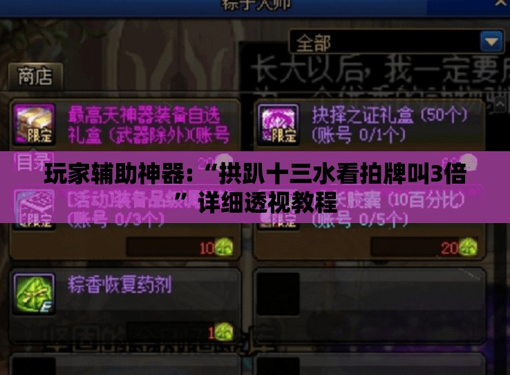玩家辅助神器:“拱趴十三水看拍牌叫3倍”详细透视教程