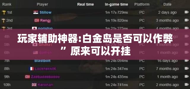 玩家辅助神器:白金岛是否可以作弊”原来可以开挂