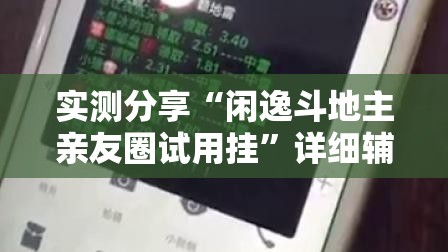 实测分享“闲逸斗地主亲友圈试用挂”详细辅助软件教程