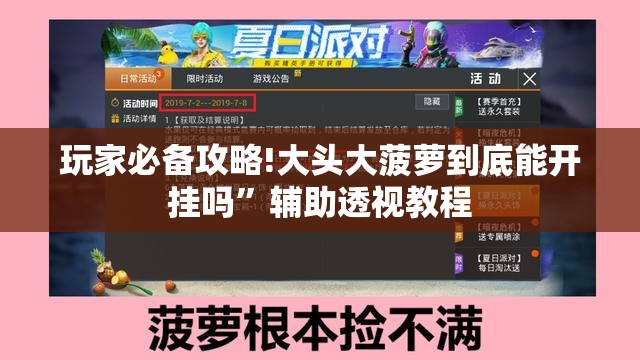 玩家必备攻略!大头大菠萝到底能开挂吗	”辅助透视教程