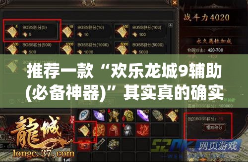 推荐一款“欢乐龙城9辅助(必备神器)	”其实真的确实有挂